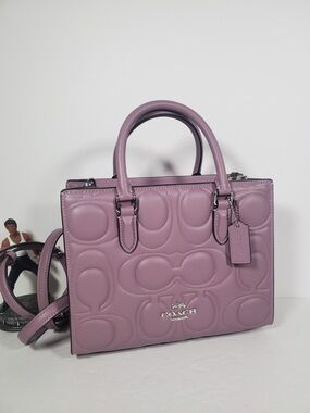 Coach Maggie Small Tote Bag Signature Leather Jasmine Purple NWT